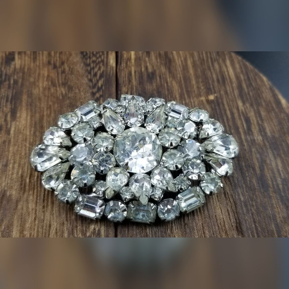 Prism crystal cluster vintage estate brooch BR120